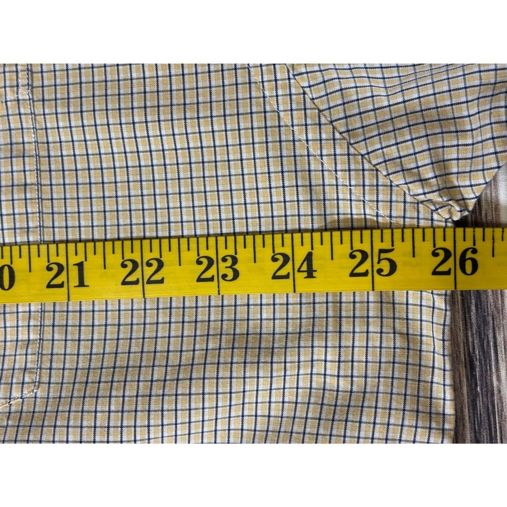 Nautica Mens Short Sleeve Button Down Shirt L Yellow Gingham 100% Cotton - Picture 6 of 13